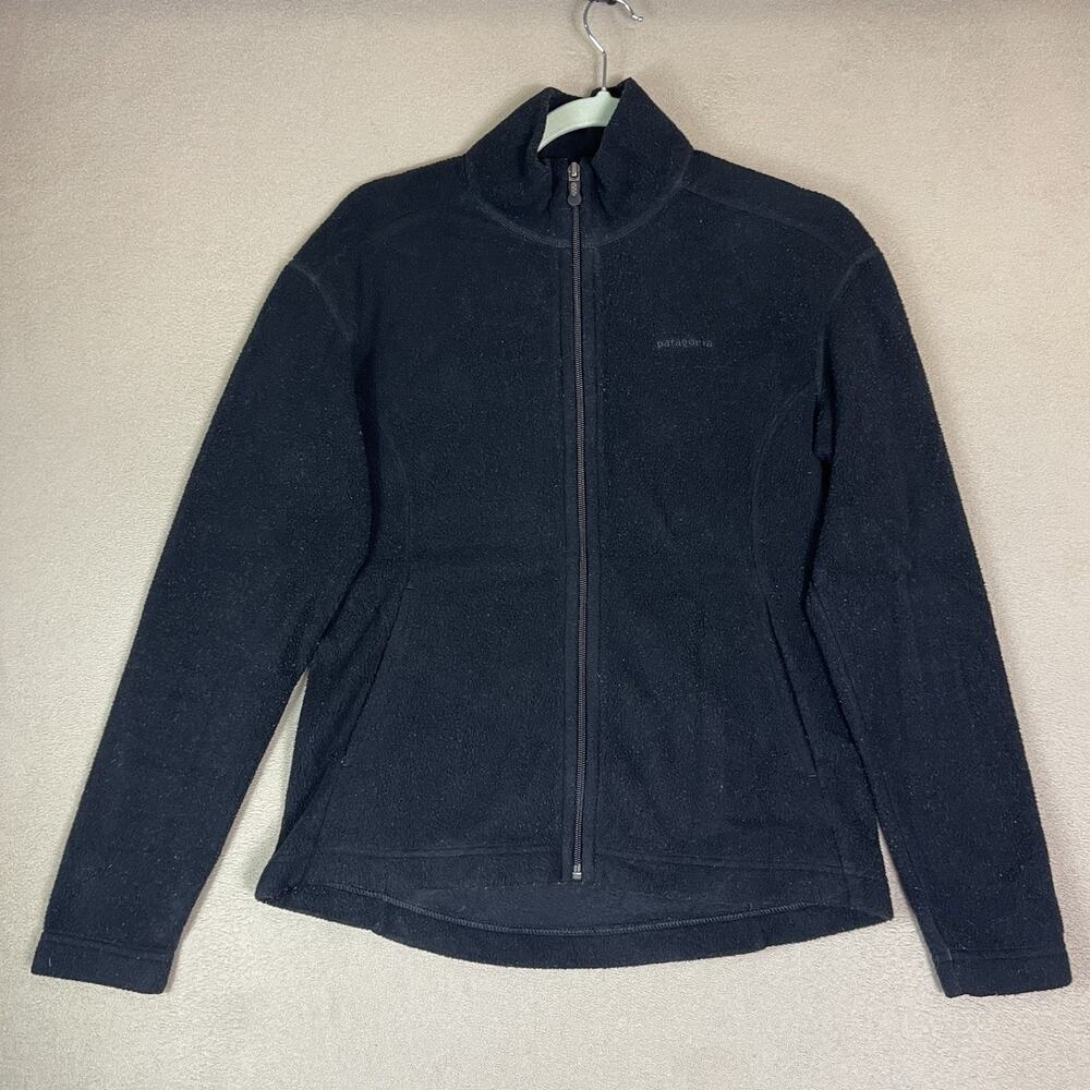 Patagonia‎ Sweater Womens S Black Synchilla Full Zip Fleece Mock Neck Jacket
